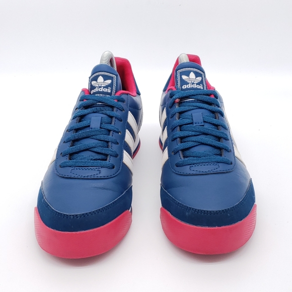 Adidas Orion Leather Sneaker. Rare Color Colbolt Blue/ Pink Mens 6, Women 8 - Picture 4 of 12